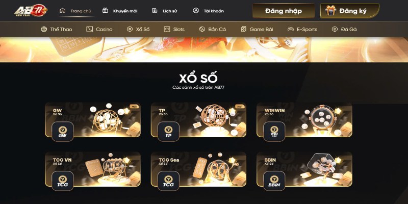 Các sảnh xổ số chính có mặt tại AB77